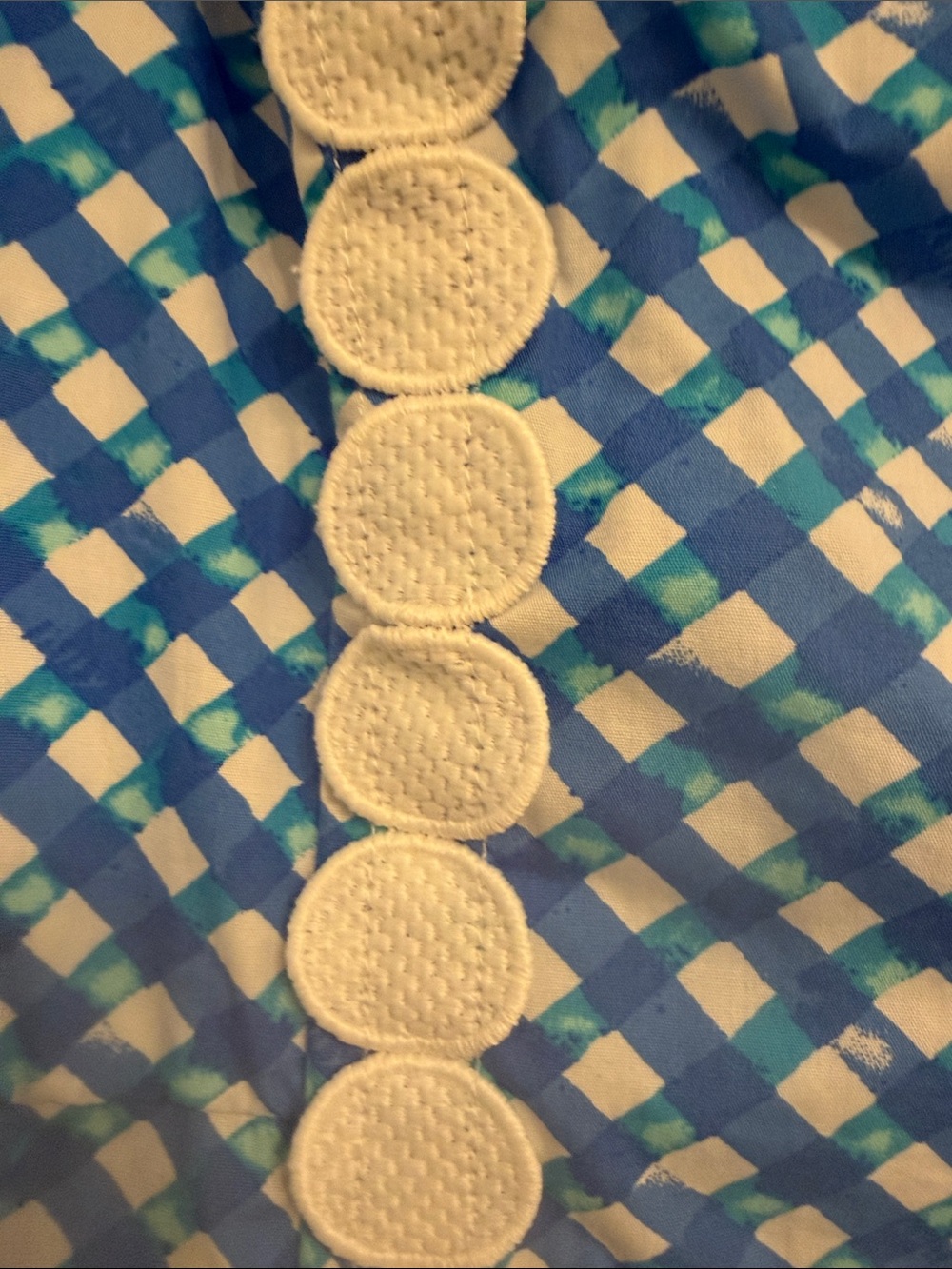 Blue Gingham Dress with White Trim - Picture 2 of 5